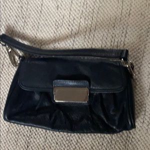 Express leather Black clutch